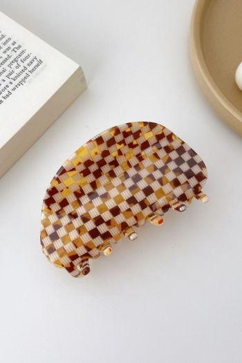 One pc new simple check series acetate semicircle shape grab hair claw(size:8.7cm*4.5cm)