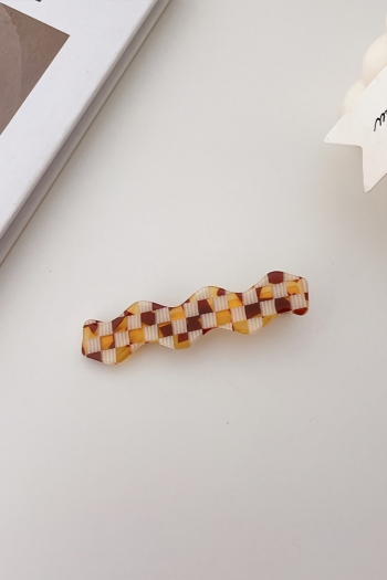 one pc new simple check series wave shape hairpin(size:6.5cm*1.6cm)#1#