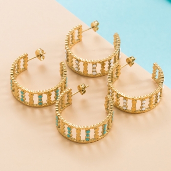 one pair new stylish 2 colors hollow design dripping oil alloy hoop earrings (length:2.5cm)