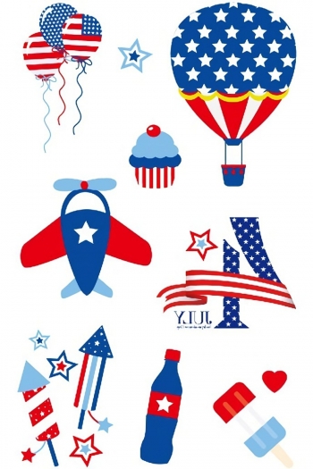 one pc new american flag hot air balloon party parade festival disposable tattoo stickers(size:120*75mm)