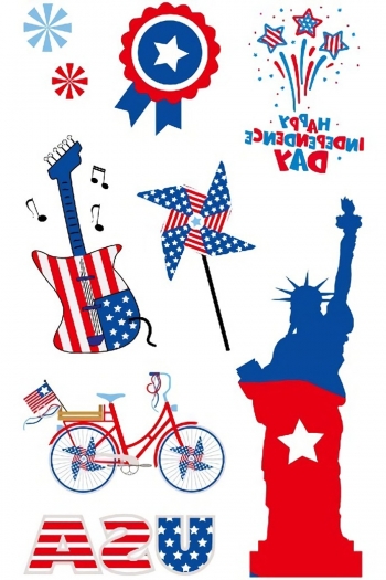 one pc new american flag statue of liberty windmill party parade festival disposable tattoo stickers(size:120*75mm)