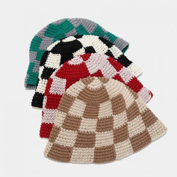 one pc spring&summer fashion lattice crocket 4 colors outdoor casual shade  bucket hat 56-58cm