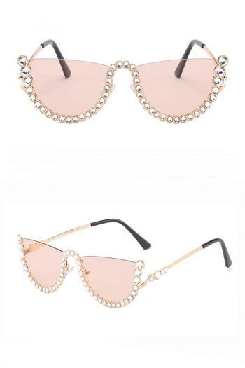 one pc new stylish 6 colors rhinestone metal half-frame anti-ultraviolet plastic sunglasses