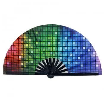 one pc new fashion natural resin colorful cubes folding dance kung fu large size cloth fan 33*64cm