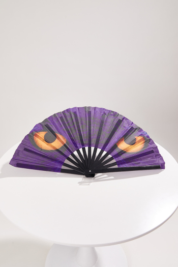 one pc new fashion folding dance kung fu black bamboo owl eyes pattern cloth fan 33*64cm