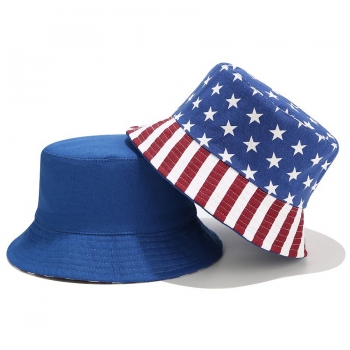 one pc new american flag batch printing foldable double sided sun protection outdoor bucket hat 56-58cm