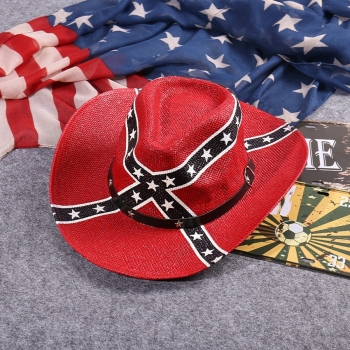 one pc new american flag western panama cowboy usa sailor dance top hat cross stars straw jazz hat 56-58cm
