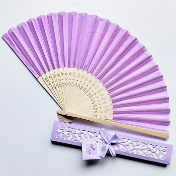 one pc new 14 colors wedding gift box couple gift elegant bamboo bone hollow silk cloth fan(length:22 *3.8*1.3 cm)