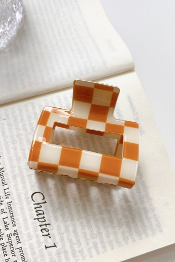 one pc new fashion 8 colors pvc checkerboard square acrylic grab shark clip(length:5.2cm)