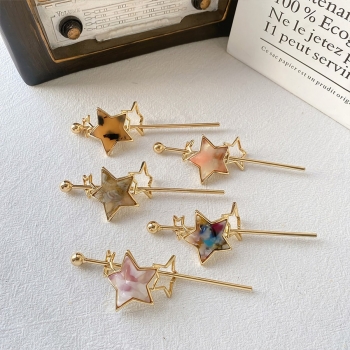 one pc new fashion 5 colors stars shape acetate sheet alloy simple retro hairpin(size:10.8*4.2cm)