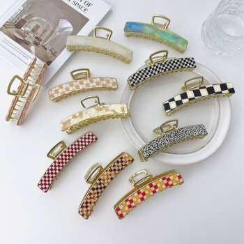 one pc new fashion 11 colors checkerboard acetate sheet alloy simple shark clip(length:11.3cm)