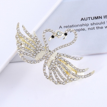 One pc new fashion swans rhinestone metal spring hair clip(size:7cm)