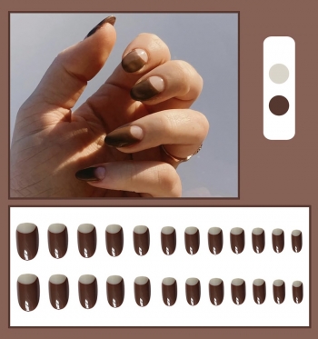 Twenty four pcs new medium and long round head solid color fake nails x3 boxes(contain 3pcs tapes) 