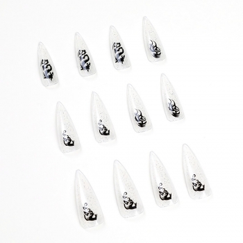 Twenty four pcs new gothic style totem long fake nails x3 boxes(contain 3pcs tapes) 