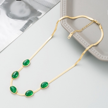 One pc new solid color rhinestone adjustable metal chain necklace(length:41+5cm)