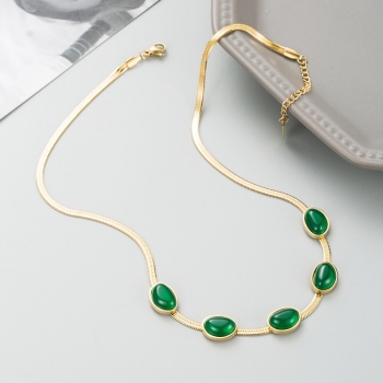 One pc new solid color rhinestone adjustable metal chain necklace(length:41+5cm)