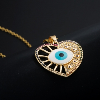 One pc new multicolor rhinestone dripping oil eye heart shape adjustable metal chain necklace(mixed length)