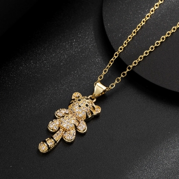 One pc new solid rhinestone dripping oil tiger shape adjustable metal chain necklace(mixed length)