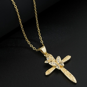 One pc new solid color rhinestone butterfly cross shape adjustable metal chain necklace(mixed length)