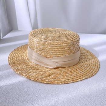 One pc summer new 3 colors solid flat top adjustable all-matched holiday style sun protection beach straw hat 56-58cm
