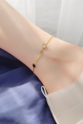 One pc new simple metal snake bone chain roman numerals round shape anklet(length:19.5+4.5cm)