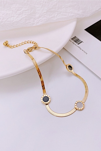 One pc new simple metal snake bone chain roman numerals round shape anklet(length:19.5+4.5cm)