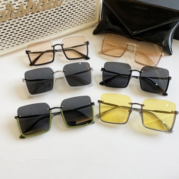 one pc new stylish six colors square shape metal half-frame plastic anti-ultraviolet polarized sunglasses