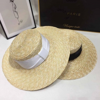 one pc summer weave bowknot webbing flat top adjustable holiday style sun protection seaside beach straw hat 54-58cm