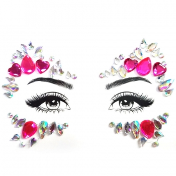 One pc new fashion water droplets dots heart shape combination rhinestone face stickers