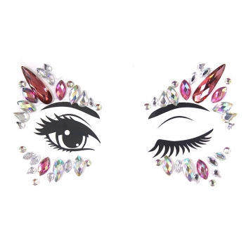 One pc new fashion long water droplets dots combination acrylic rhinestone face stickers