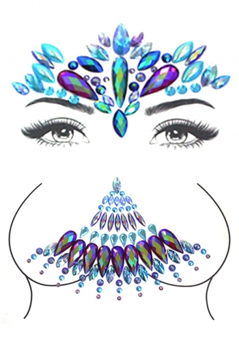 One pc new fashion water droplets dots combination acrylic rhinestone chest & face stickers