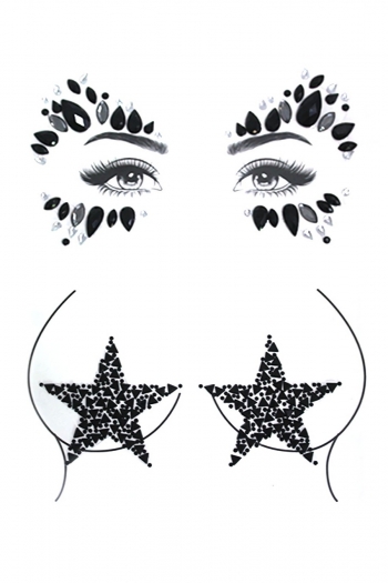 one pc new fashion water droplets dots combination acrylic rhinestone star shape chest stickers & face stickers