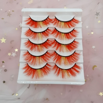 five pair 10 colors fashion multicolor curly synthetic stage false lashes (length:17-20mm)
