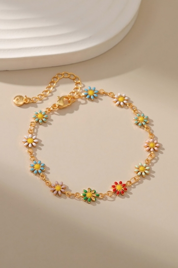 one pc new retro multicolor small daisy design metal dripping oil bracelet(size:17cm)