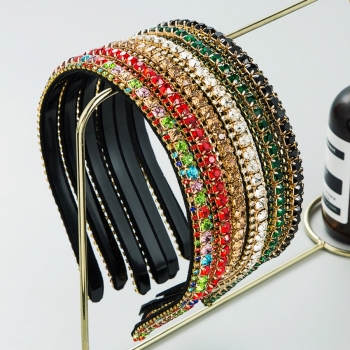 one pc new stylish six colors solid color baroque rhinestone decor thin hair hoop (width:1cm)