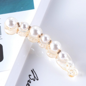 one pc new 4 colors round pearl banana shape hairpin(size:10.7cm)
