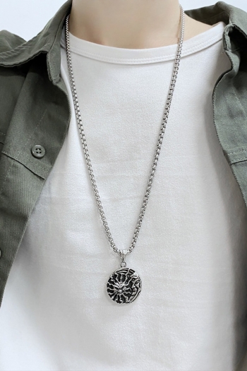 one pc new irregular concave and convex round cards pendant hip hop necklace(length:550mm)
