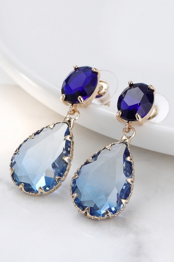 one pair new classic water drop rhinestone metal earrings(size:3.4*1.4cm)