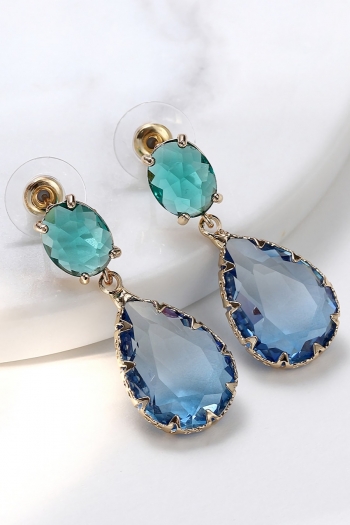 one pair new fashion water drop rhinestone metal earrings(size:3.4*1.4cm)