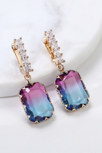 one pair new square rhinestone gem pendant earrings(size:4.2*1.4cm)