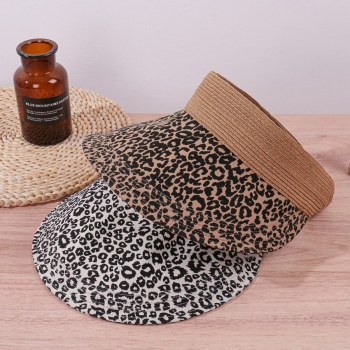 one pc summer stylish 2 colors leopard print empty top outdoor sun hat 56-58cm