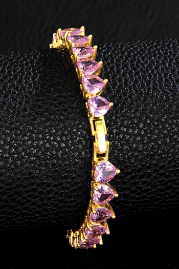 one pc new 2 colors heart shape rhinestone hip hop cuba bracelet(length:20cm)#1#