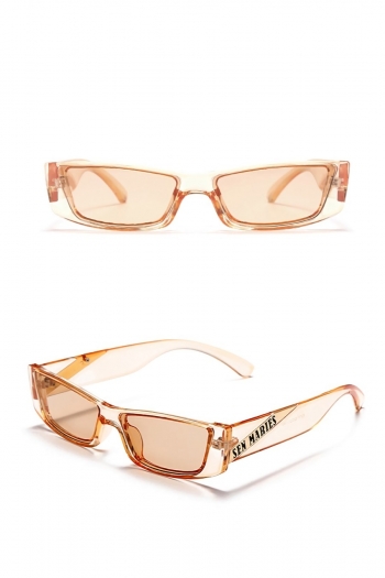 one pc new stylish six colors letter metal decor small square shape plastic frame polarized uv protection sunglasses