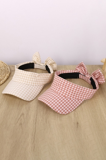 one pc summer stylish 6 colors lattice printing detachable bow-knot empty top outdoor adjustable sun hat 56-58cm