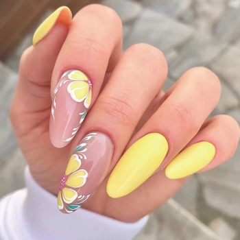 twenty four pcs new yellow small flower fake nails x3 boxes(contain 3pcs tapes)
