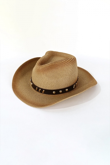 one pc summer stylish 4 colors pu thin band decor outdoor beach straw hat 56-58cm