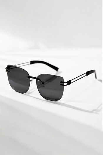 one pc new stylish four colors square shape frameless metal connected glasses legs uv protection polarized sunglasses