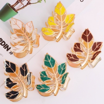 one pc new 5 colors best sellers metal leaves shape hair clip(size:7.5cm)