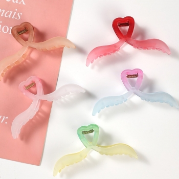 one pc new 5 colors gradient hollow heart frosted mermaid tail hair clip(size:11.7cm)