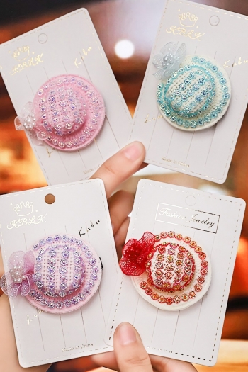 one pc new 5 colors pearl flower fabric rhinestone straw hat shape seaside hair clip(size:5.2cm)